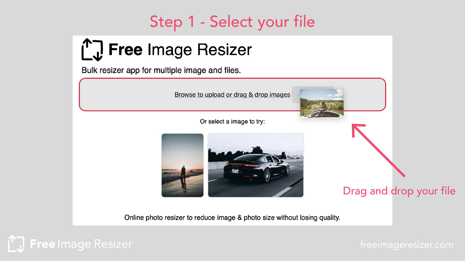 Drag and drop your images to resize to 720p or 1920x720 using an online tool